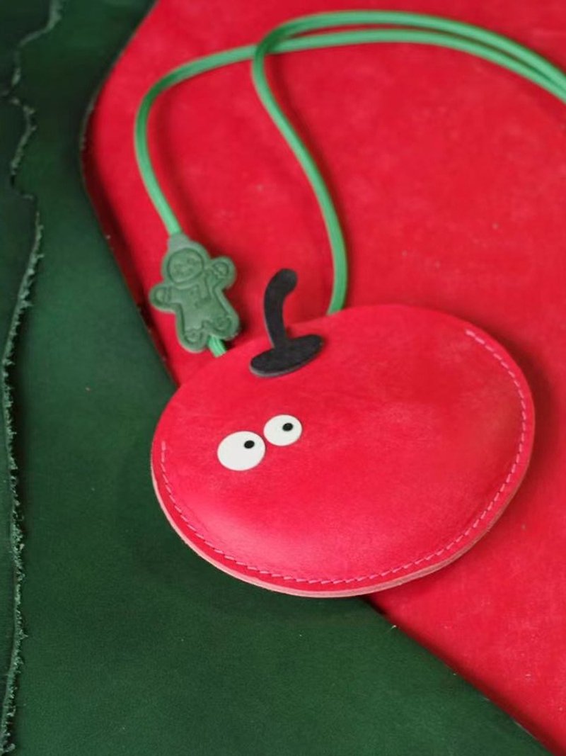 Less words customization丨Creative Christmas gift Christmas Eve small apple Italian top layer cowhide small shoulder bag ins - กระเป๋าแมสเซนเจอร์ - หนังแท้ สีแดง