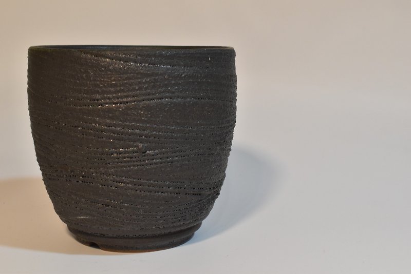 隕石系-波紋盆器 - 花瓶/陶器 - 陶 灰色