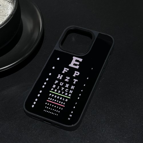 Caseonlyy 手機殼專賣店 視力檢查表 升級黑框防撞鏡面手機保護殼