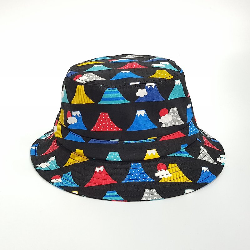 英式圓盤紳士帽- 可愛富士山/黑  #情人節 #禮物  #率性 #氣質 - 帽子 - 棉．麻 黑色