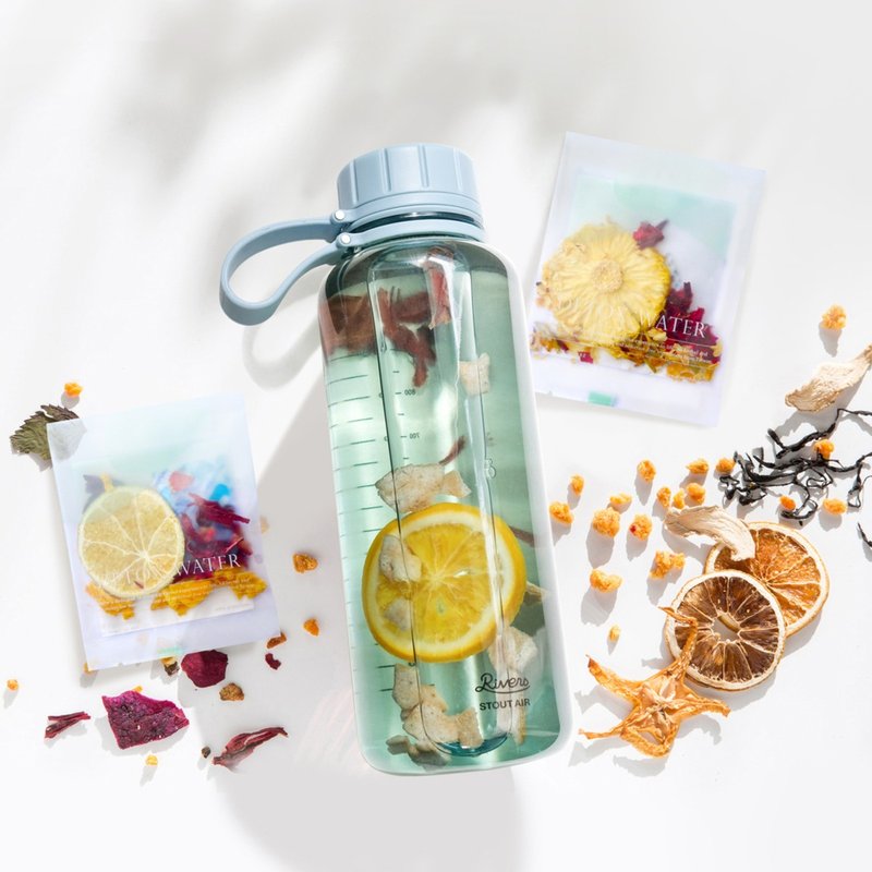 【輕盈補水組】日本Rivers隨行瓶1000ml+果乾水5盒(贈濾茶器) - 茶葉/茶包/水果茶 - 新鮮食材 藍色