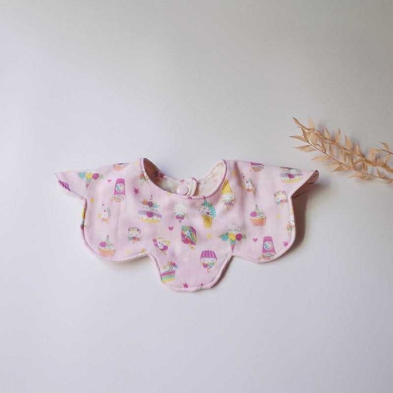 Bib, saliva towel, eight yarn pattern, baby bib, unicorn, pink - Bibs - Cotton & Hemp Pink