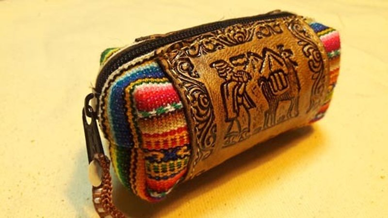 立体的な正方形のペルー革ステッチカラフルなテクスチャコインポケット-ストレート - 財布 - その他の素材 多色