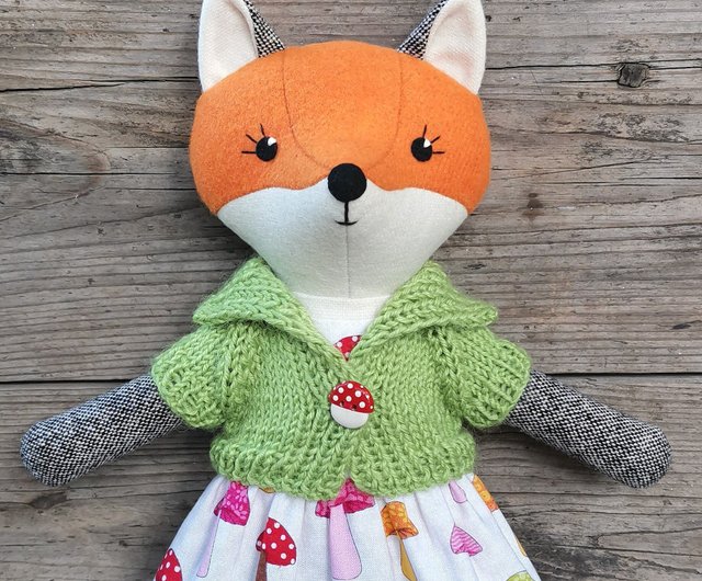 Melange Collection Fox in Striped Sweater Stuffed Animal Plush Toy -  Handmade, Fair Trade