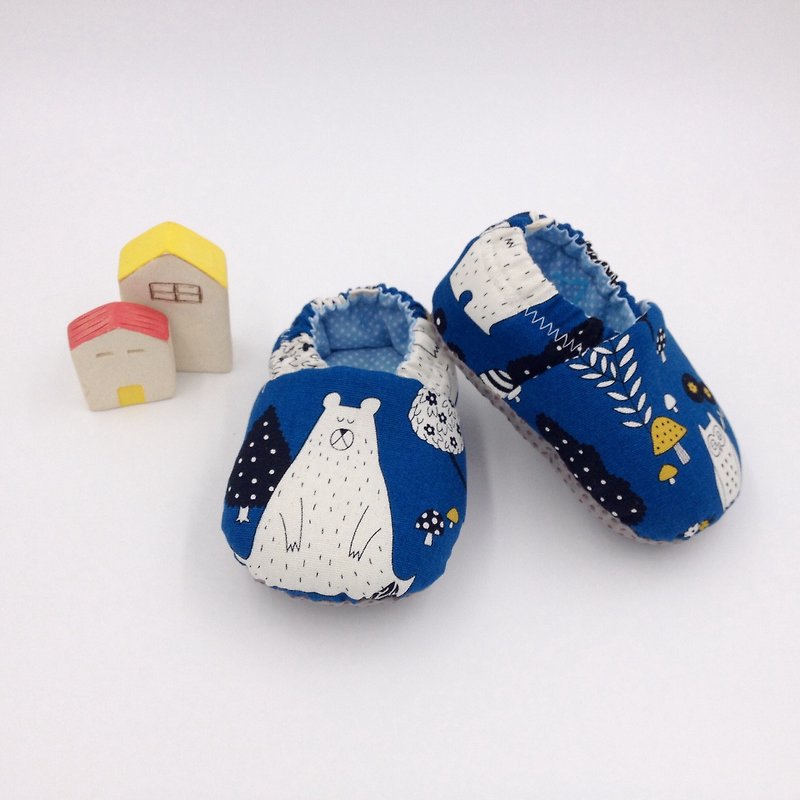 大きな白いクマ（青い底） - 幼児の靴/ベビーシューズ/ベビーシューズ - ベビーシューズ - コットン・麻 ブルー