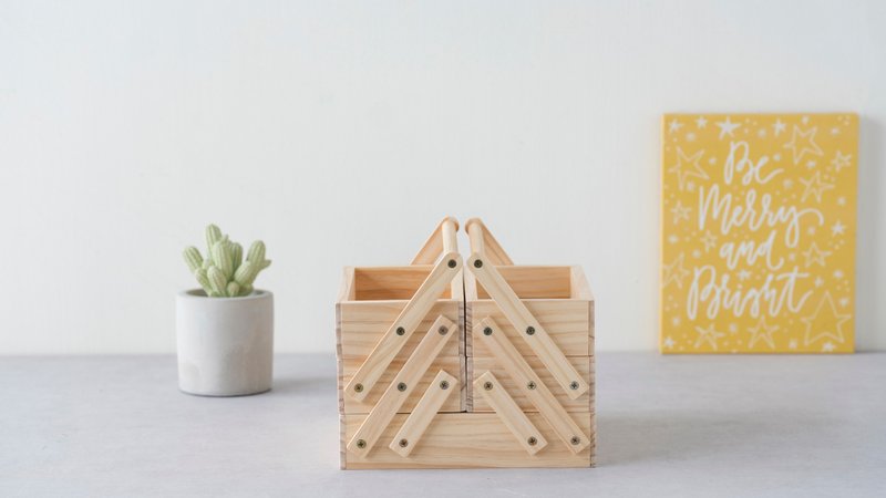 [DIY Handmade] Small Objects Three-Layer Storage Box DIY Material Pack - Wood, Bamboo & Paper - Wood Khaki