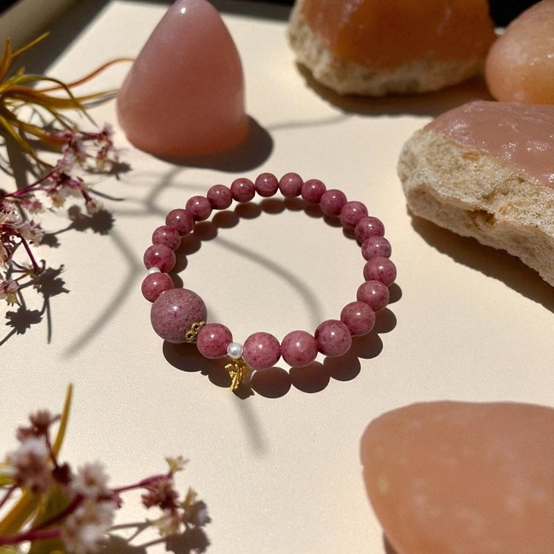 Inner Love Strength Bracelet – Rhodonite × Emotional Healing × Heart Chakra - สร้อยข้อมือ - คริสตัล สีแดง