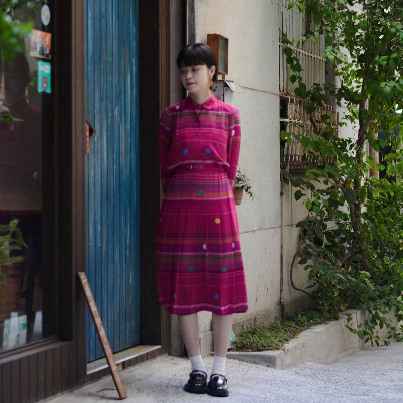 光譜泡泡 |  古着長袖洋服 - 洋裝/連身裙 - 其他材質 