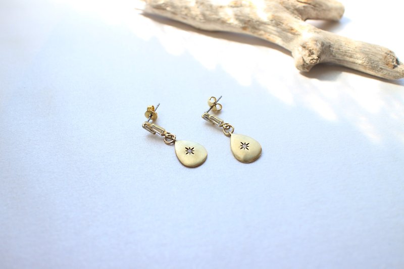 Old town of the sea- Brass zircon earrings - Earrings & Clip-ons - Copper & Brass Gold