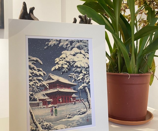 浮世絵版画 土屋光逸 増上寺の雪 Amazon.co.jp: 土屋光逸 「増上寺の雪」 昭和8年 木版画 状態