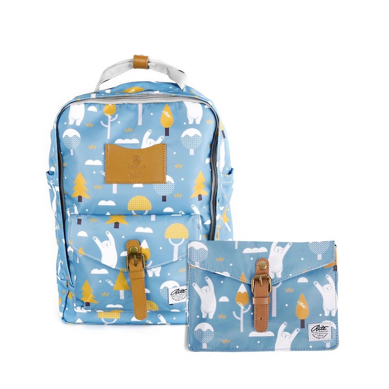 Loose Heart Bag (S) x Walking Bag (Horizontal) - Swing Bear - Backpacks - Polyester Blue