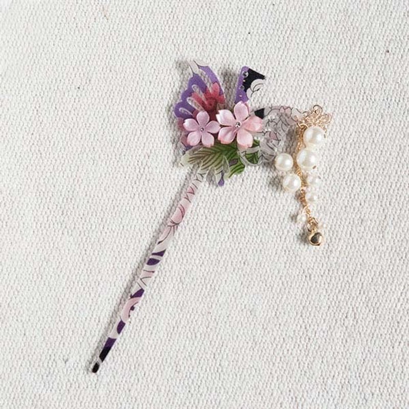 嫵秋豐,蝴蝶垂吊髮簪,髮釵,髮插-青紫 - 髮夾/鯊魚夾 - 壓克力 紫色