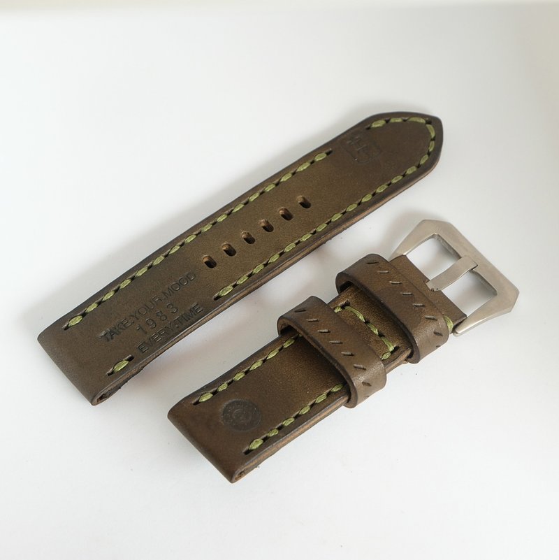 watch strap Style ammo strap V collection green military - Watchbands - Genuine Leather Green