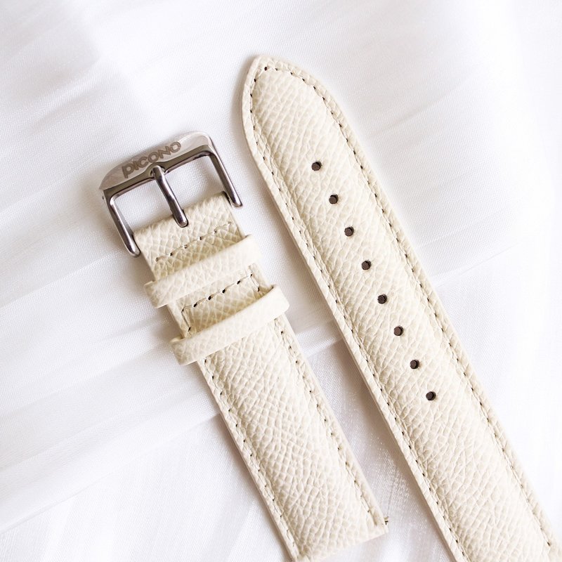 Embossed white leather strap / 20mm - Watchbands - Genuine Leather White