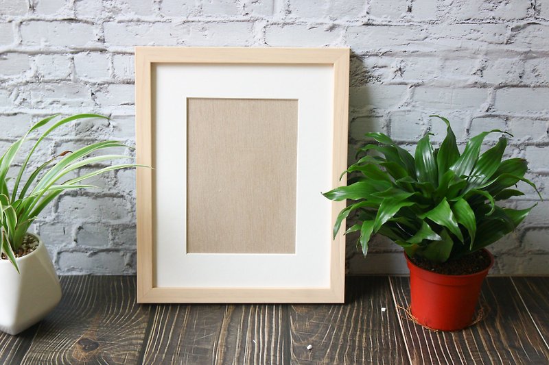 Handmade Pine Picture Frame | Snow White Log | Home Decoration Hanging Photo Frame - Picture Frames - Wood Khaki