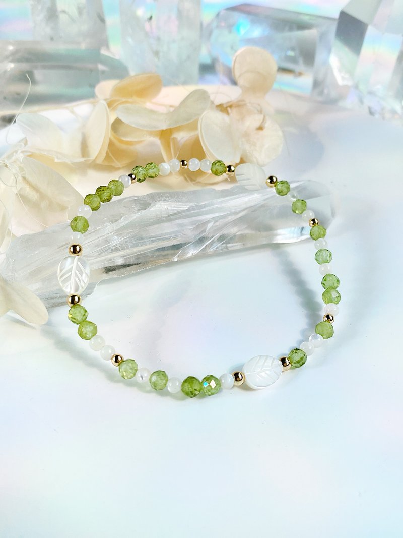 精靈橄欖石手鍊||橄欖石/貝殼/編織手鍊/水晶手 - 手鍊/手環 - 水晶 綠色
