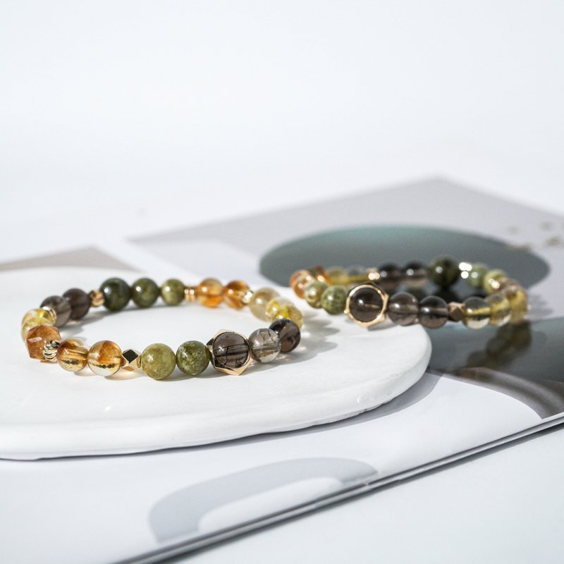 Tea Asai, Citrine, Titanium Crystal, Tsavorite Bracelet - Bracelets - Crystal Green