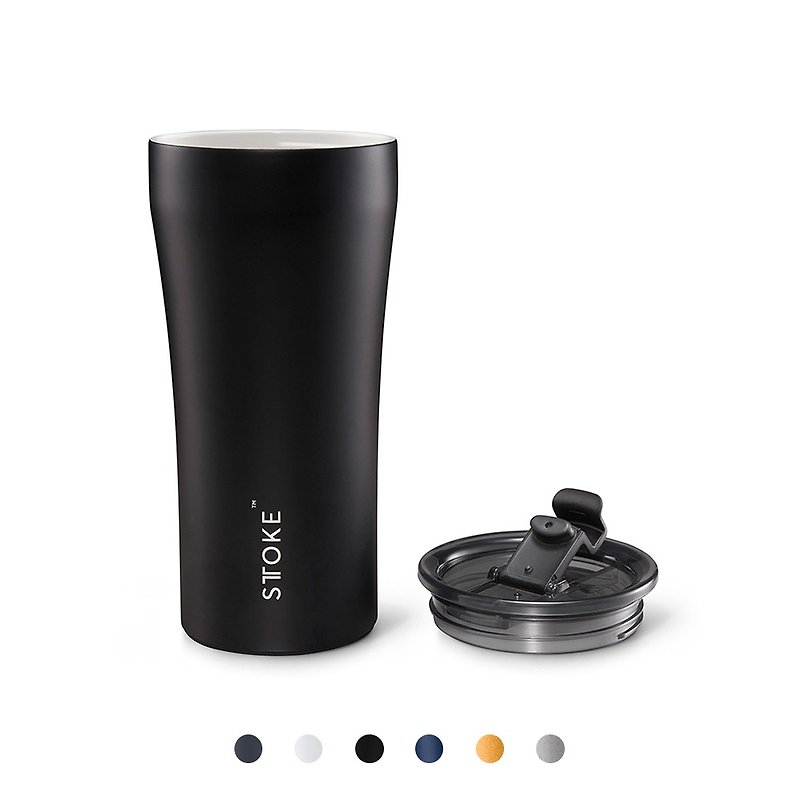 STTOKE Fine Ceramic Leakproof tumbler 480ml (16oz) - กระบอกน้ำร้อน - วัสดุอื่นๆ สีดำ