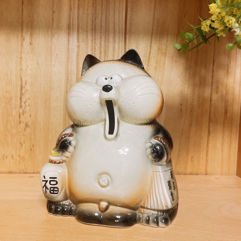 早期日本狸貓大嘴造型撲滿 - 擺飾/家飾品 - 陶 