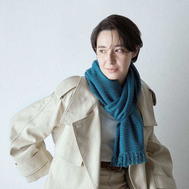 美麗諾羊毛花呢圍巾-藍綠 (數量有限 售完為止) - 圍巾/披肩 - 羊毛 綠色