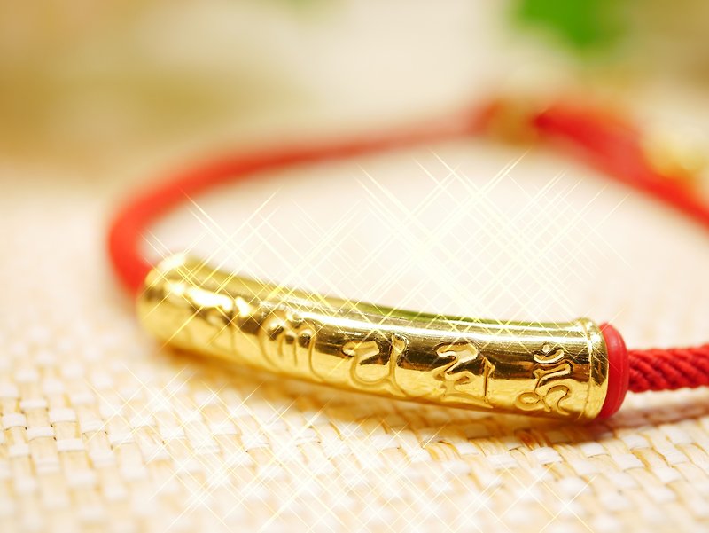 Gold bracelet-six-word motto bracelet gold jewelry-gold 9999 (free Milan bracelet) - Bracelets - 24K Gold Gold