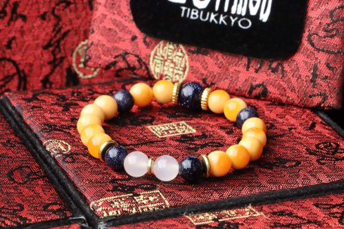 TIBUKKYO德榕藏品 原礦天然緬甸黃玉手珠 8mm 手鏈 飾品 客製化串珠設計 藍砂石