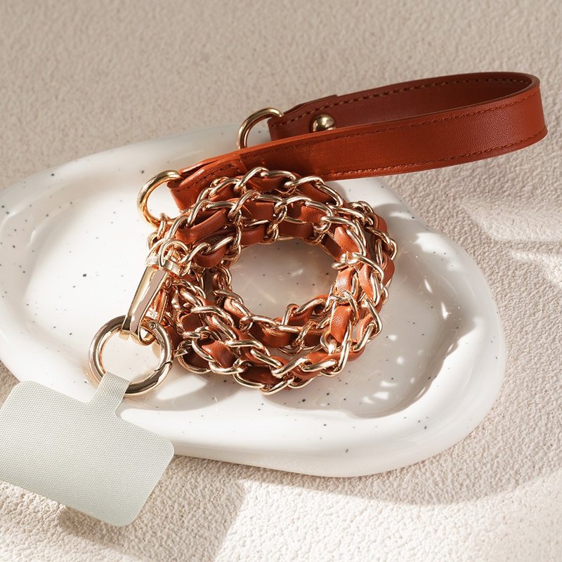 Leather metal chain shoulder strap - Phone Accessories - Genuine Leather 