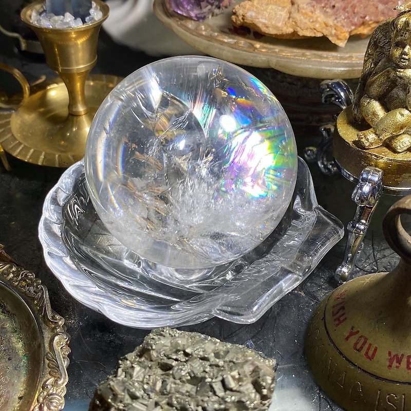 【Lost and find】Natural Stone Awakening Stone Rainbow Asestrati Crystal Ball - Items for Display - Gemstone Multicolor