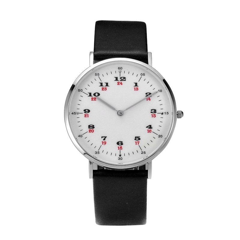Nameless 經典簡約 12/24 小時刻度手錶  全球免運 - 男裝錶/中性錶 - 不鏽鋼 白色