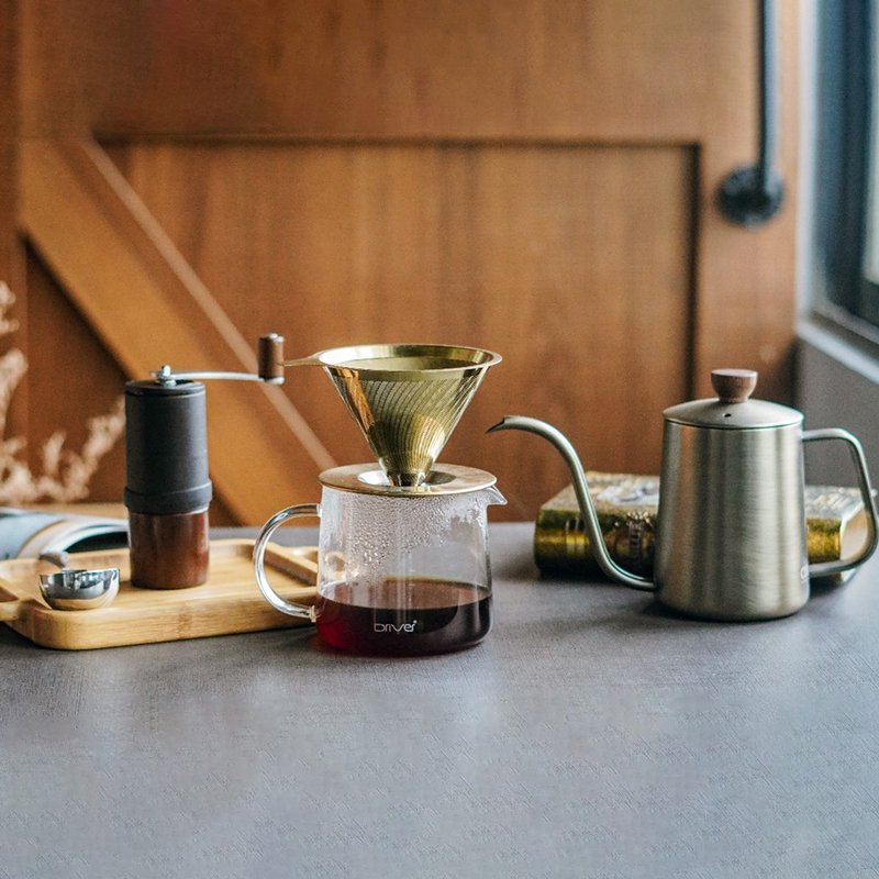 [Christmas Gift Recommendation] Driver Beginner's Hand-brewed Coffee Set-2 - เครื่องทำกาแฟ - สแตนเลส ขาว