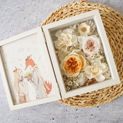 ドライフラワー★お花いっぱいフレームアレンジメント★癒し♪卓上♪ギフト♪母の日♪ 植栽花】7インチ不滅ドライフォトフレームフラワーお父さんと母の日