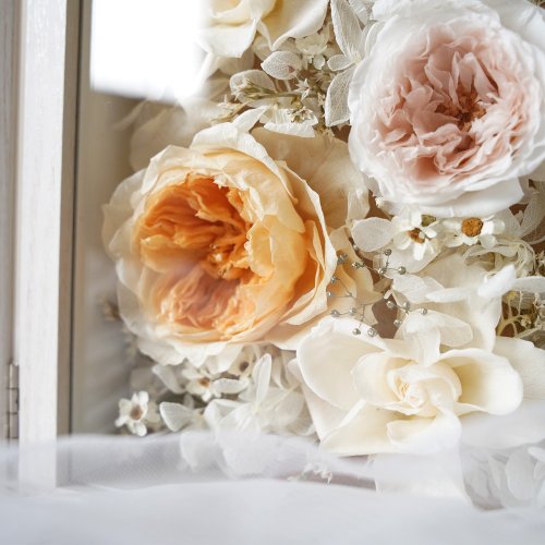 ドライフラワー★お花いっぱいフレームアレンジメント★癒し♪卓上♪ギフト♪母の日♪ 植栽花】7インチ不滅ドライフォトフレームフラワーお父さんと母の日