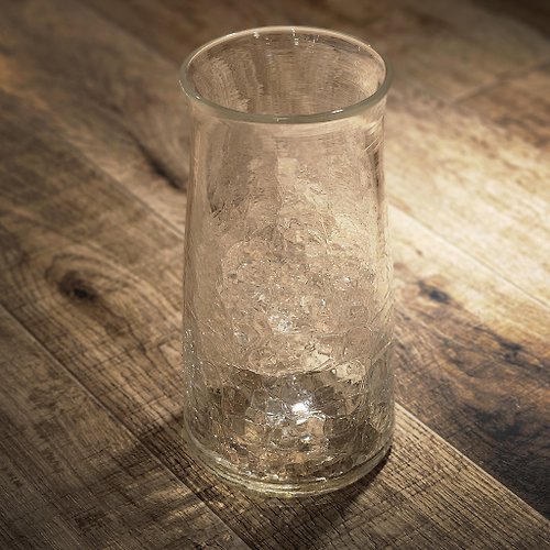 臺灣玻璃舘 透明冰裂紋簡約瓶1 手作玻璃杯 純手工吹製