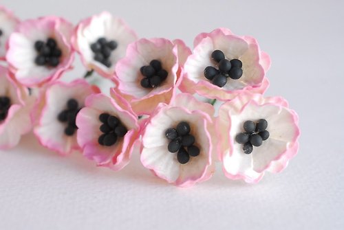 makemefrompaper Paper flower, 50 pieces, size 2.5 cm. poppy flower, DIY poppy, pink brush color.