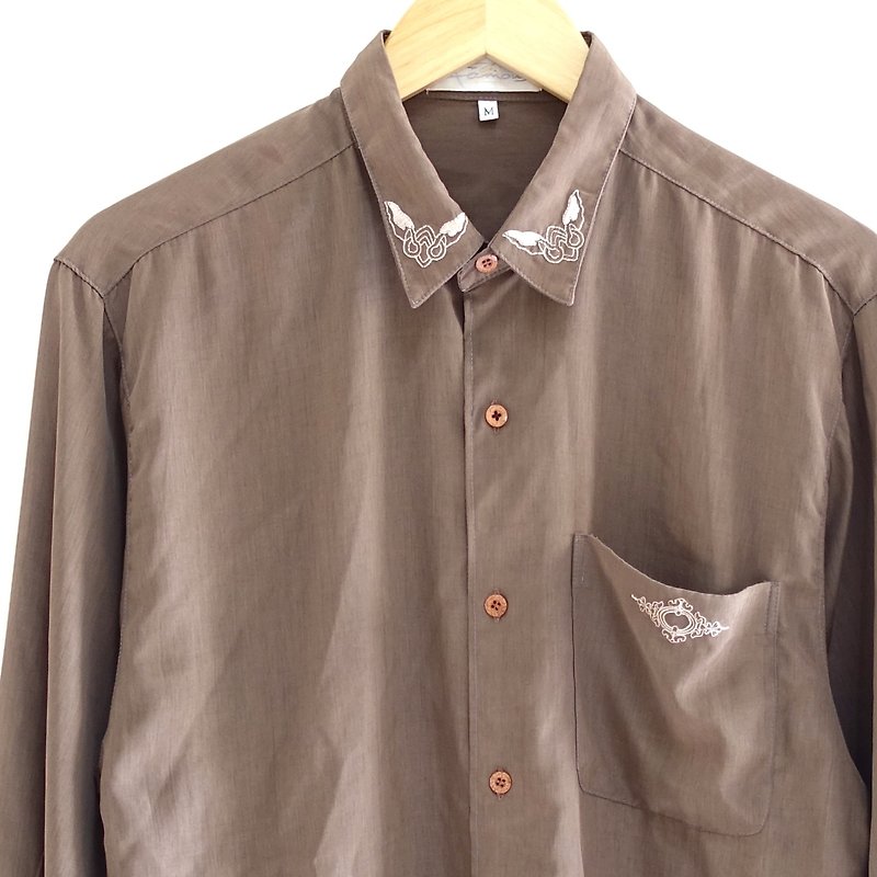│Slowly│ gentleman - vintage shirt │vintage. Retro. Literature - เสื้อเชิ้ตผู้ชาย - เส้นใยสังเคราะห์ หลากหลายสี
