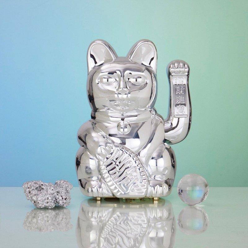 Mini Lucky Cats 迷你幸運繽紛自動招手招財貓-幸運閃銀色 10cm - 玩偶/公仔 - 其他材質 金色