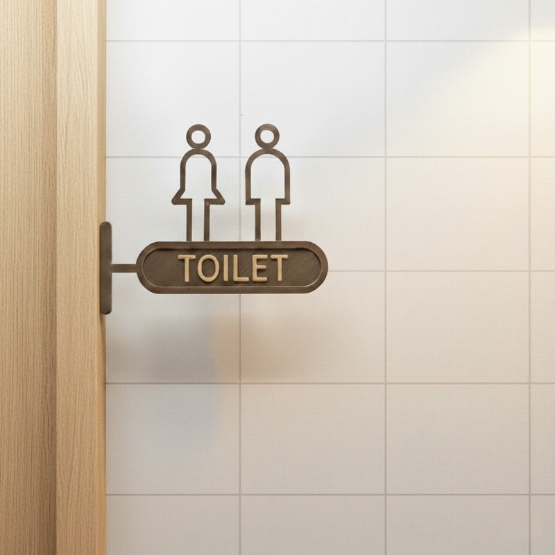 トイレサイン.　トイレマーク　突き出しタイプ - 壁貼/牆壁裝飾 - 塑膠 黑色