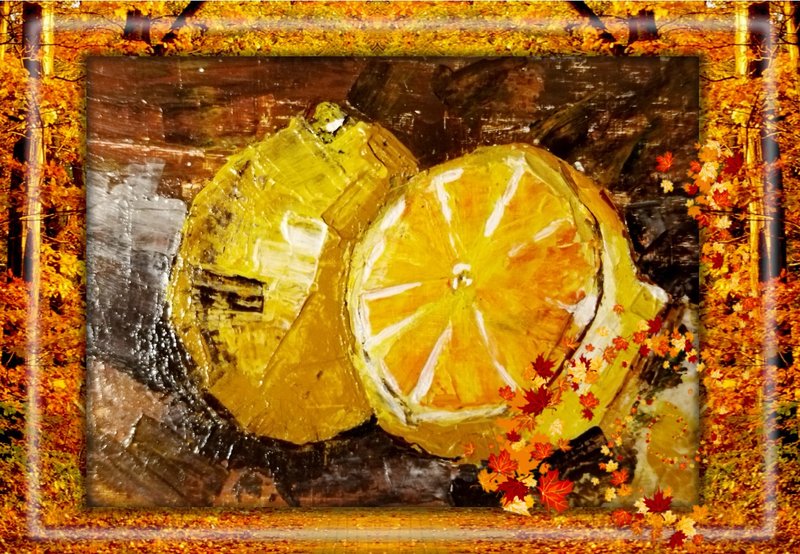 Painting yellow lemons painted fruit wall decoration - Wall Décor - Paper Yellow