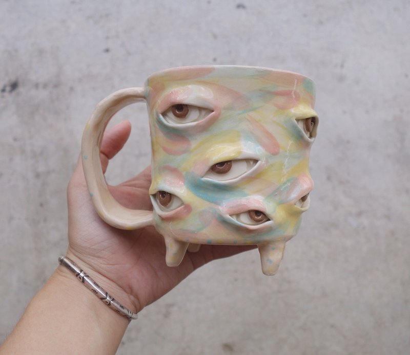 Handmade ceramic mug many eye in pastel watercolour  :) - Pottery & Ceramics - Pottery Multicolor