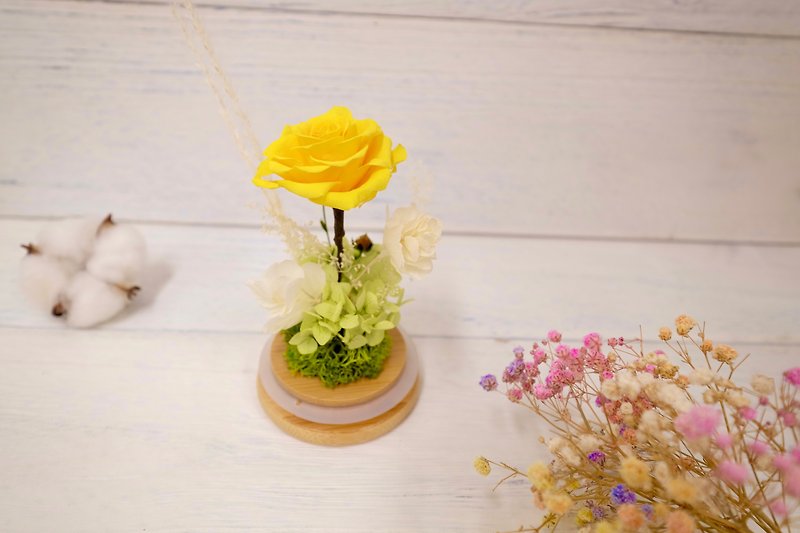 單支永生玫瑰玻璃瓶 鮮黃- Ortensia Florist - 乾燥花/永生花 - 植物．花 黃色