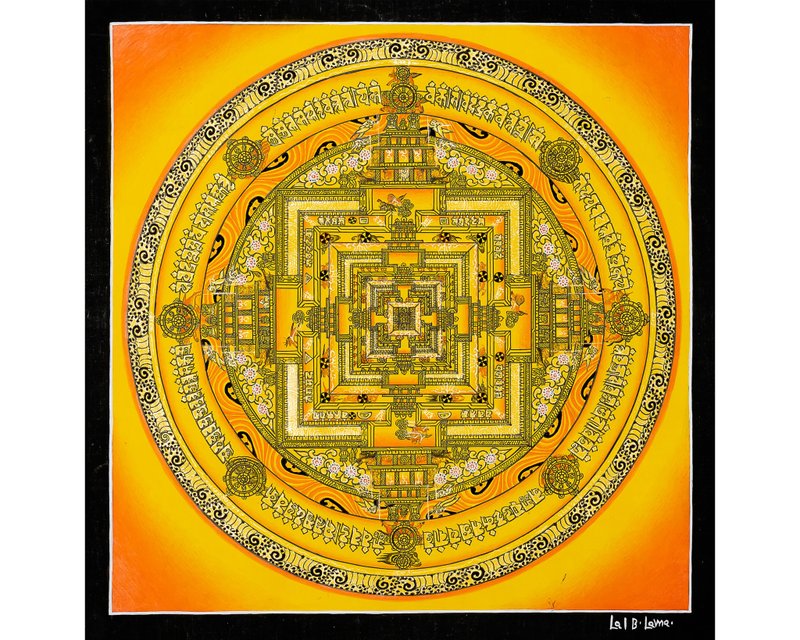 神聖的時輪曼荼羅唐卡——宇宙和諧的象徵 - 壁貼/牆壁裝飾 - 其他材質 多色