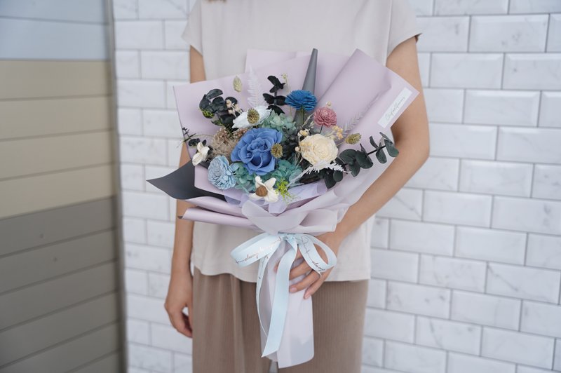 【竒花】藍莓紫永生花束 畢業 生日禮物 永生乾燥花 告白求婚 - 乾燥花/永生花 - 植物．花 