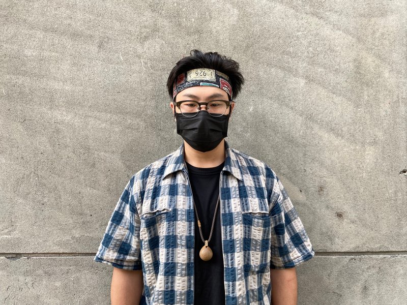 男生頭帶 / 男生髮帶 / 美式車牌黑色系 / 情侶款 / 一片式髮帶 - 髮箍/髮帶 - 棉．麻 黑色