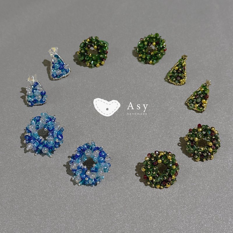 Plastic Bottle Accessories - Christmas Earrings - Earrings & Clip-ons - Silver Green