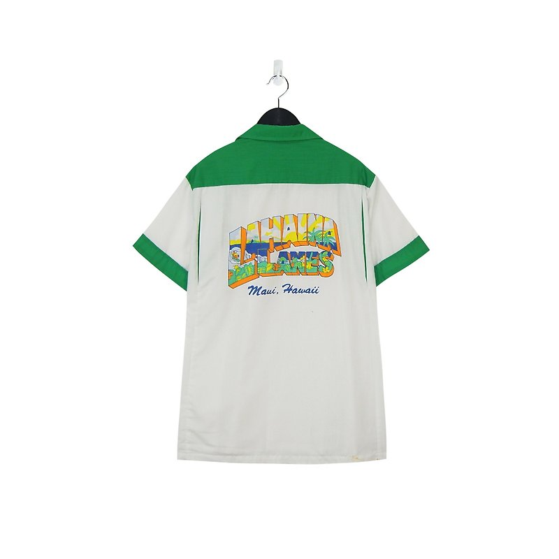 A‧PRANK :DOLLY :: Retro 70sKENNINGTON Green Bowling Shirt T805092 - เสื้อเชิ้ตผู้ชาย - ผ้าฝ้าย/ผ้าลินิน สีเขียว