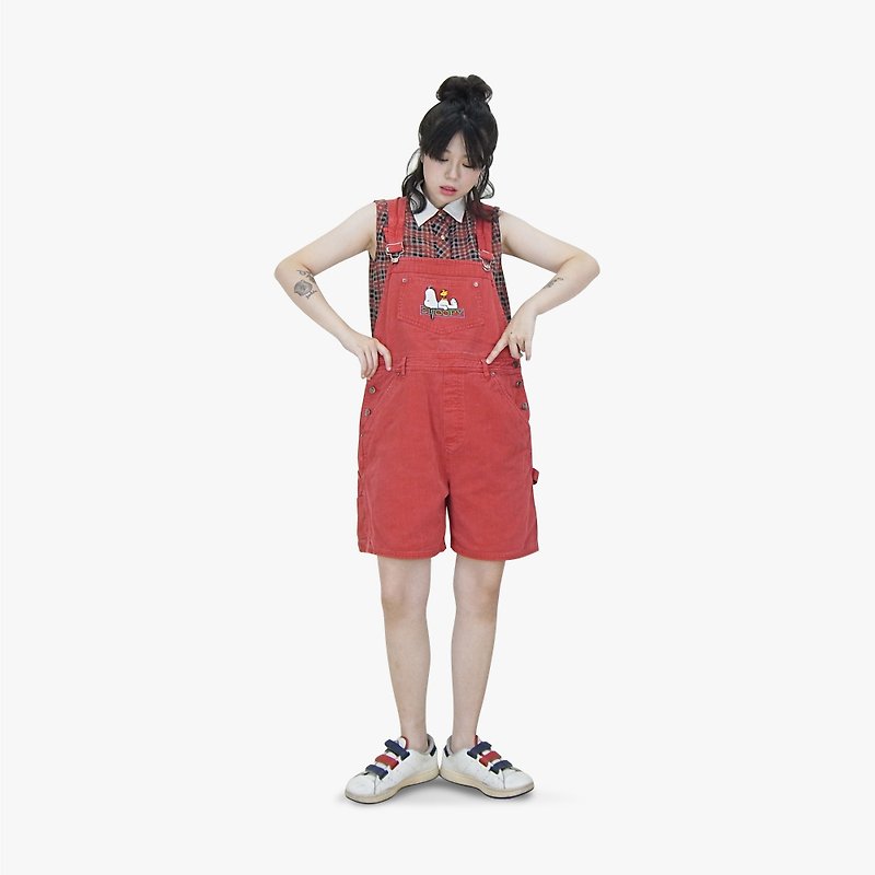 A‧PRANK: DOLLY :: retro VINTAGE brand Peanuts red background SNOOPY pattern tannins harness shorts - Overalls & Jumpsuits - Cotton & Hemp 
