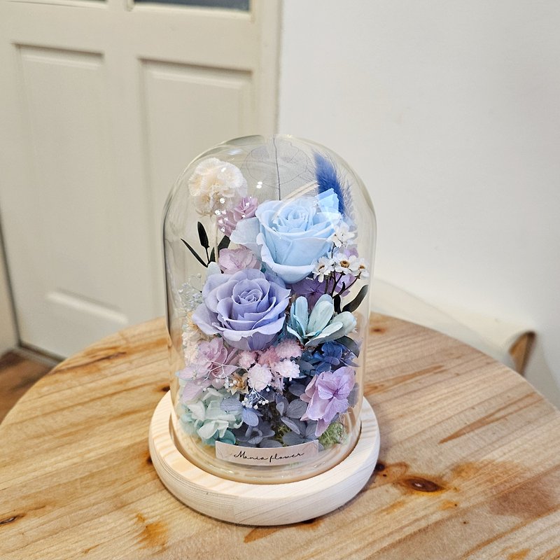永生玫瑰玻璃罩 槽燈款 現貨 快速出貨 多色 - 乾花/永生花 - 植物．花 多色
