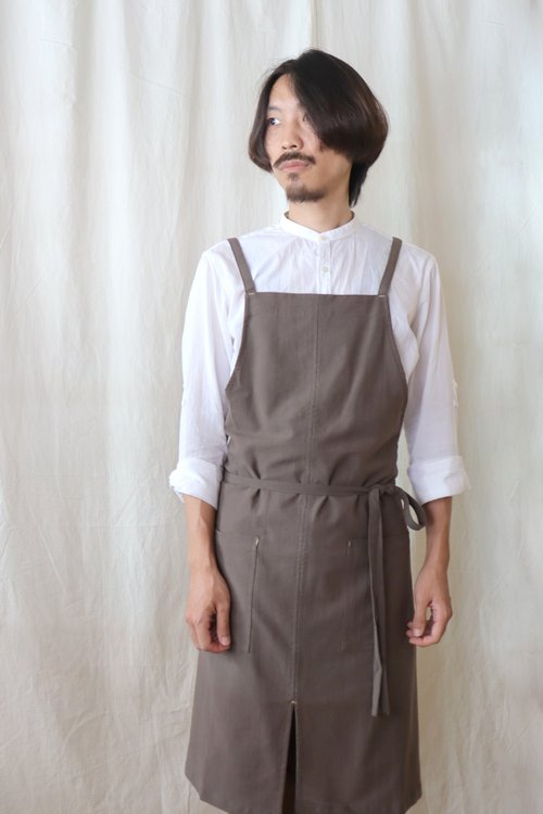 步野 Wild Fabric 步野 小開衩後綁帶圍裙 灰.黑