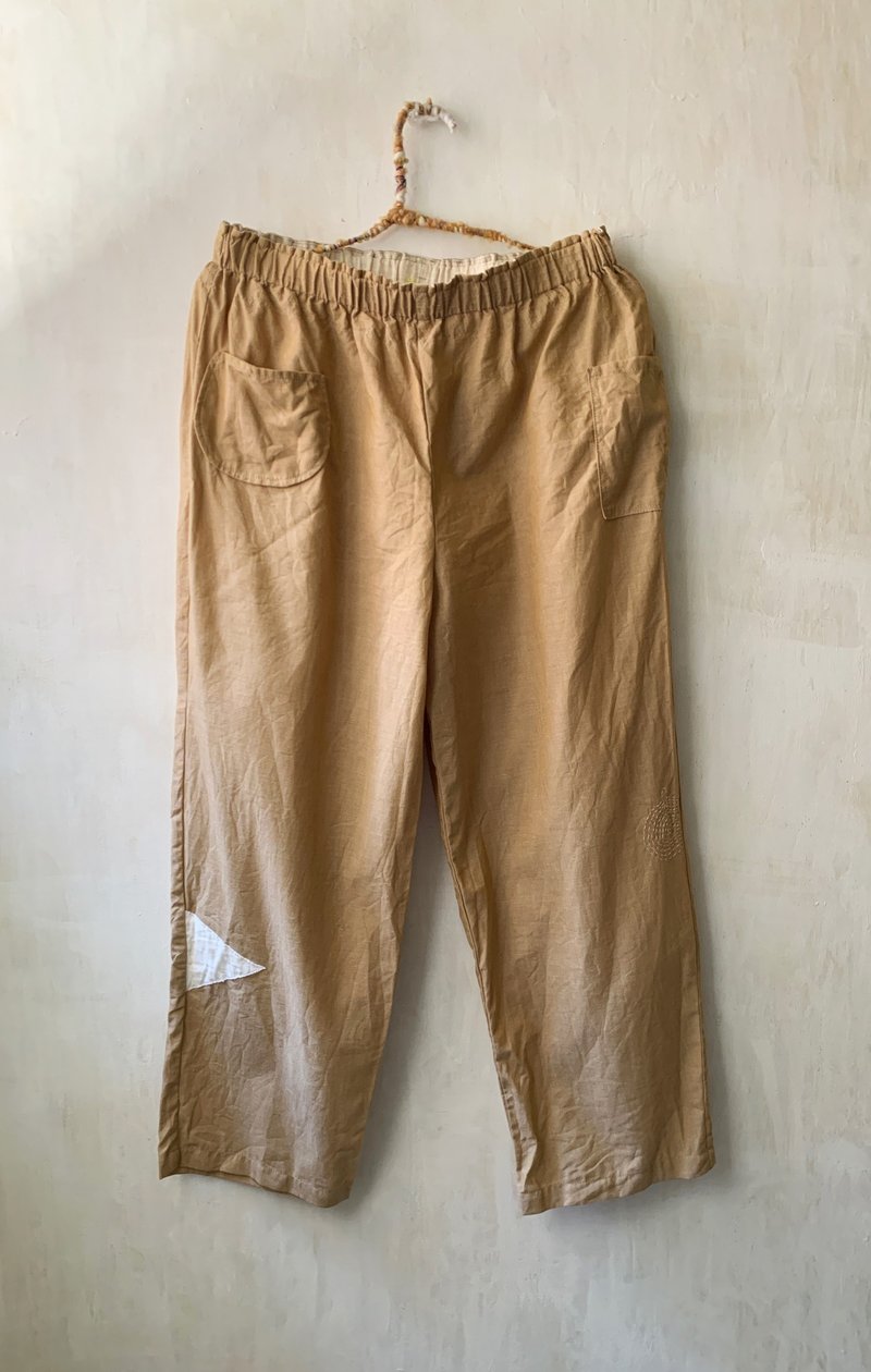 Linen trousers--corner geometric shapes (camouflage color) - กางเกงขายาว - ผ้าฝ้าย/ผ้าลินิน 