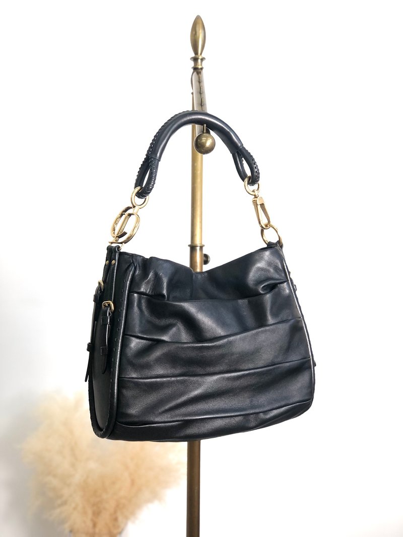 【 日本直送　名牌中古包 】Christian Dior ショルダーバッグ ブラック CD レザー ティアード ワンショルダーバッグ オールド fudavv - 側背包/斜背包 - 真皮 黑色